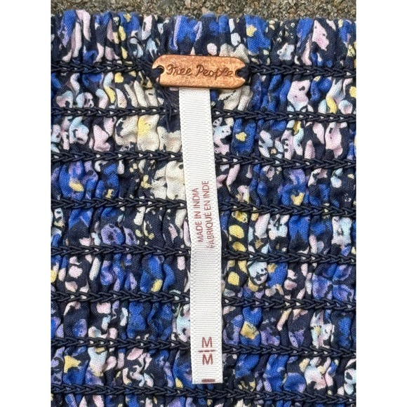 Free People Floral Tank Top Crochet Trim Button Down Sleeveless Blouse Medium - Picture 6 of 10